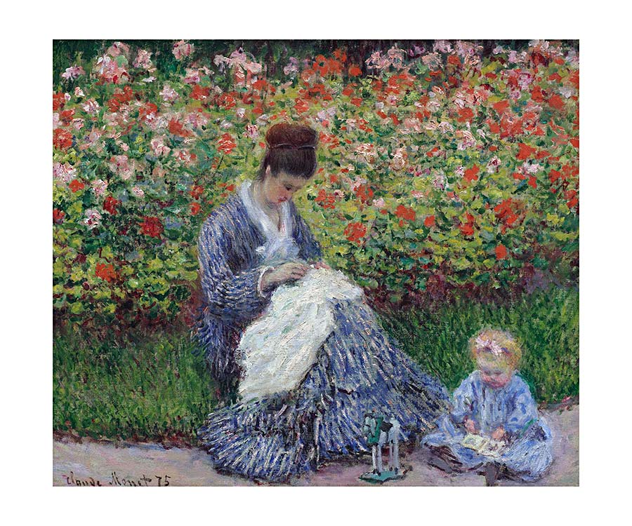 plakat Monet Camille Monet i dijete u vrtu - Slika 1