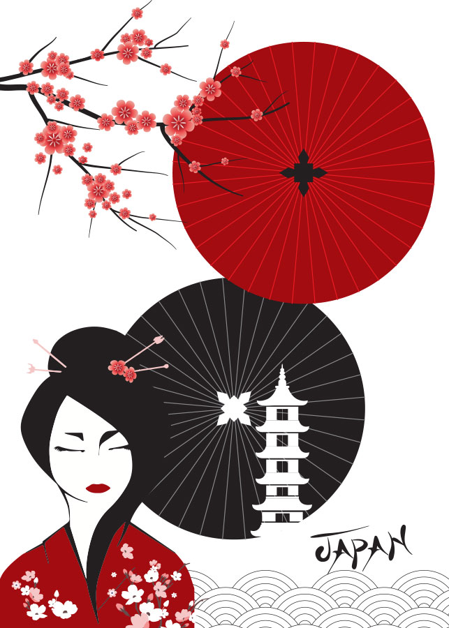 001jp_m Geisha s trešnjinim cvijetom - Slika 1