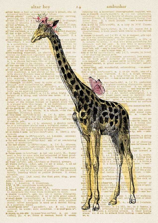 Print Žirafa sa cvijećem - Slika 1