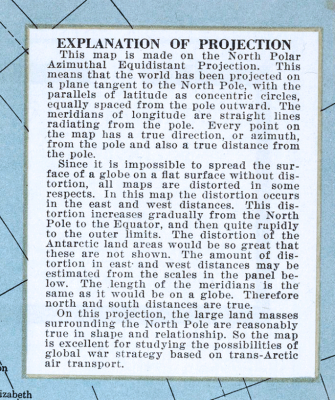 Karta svijeta, flat earth polarna projekcija, 1943. - Slika 2