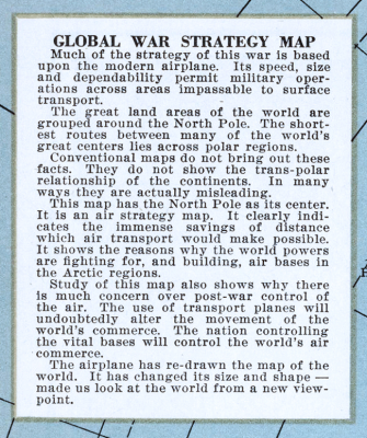 Karta svijeta, flat earth polarna projekcija, 1943. - Slika 3