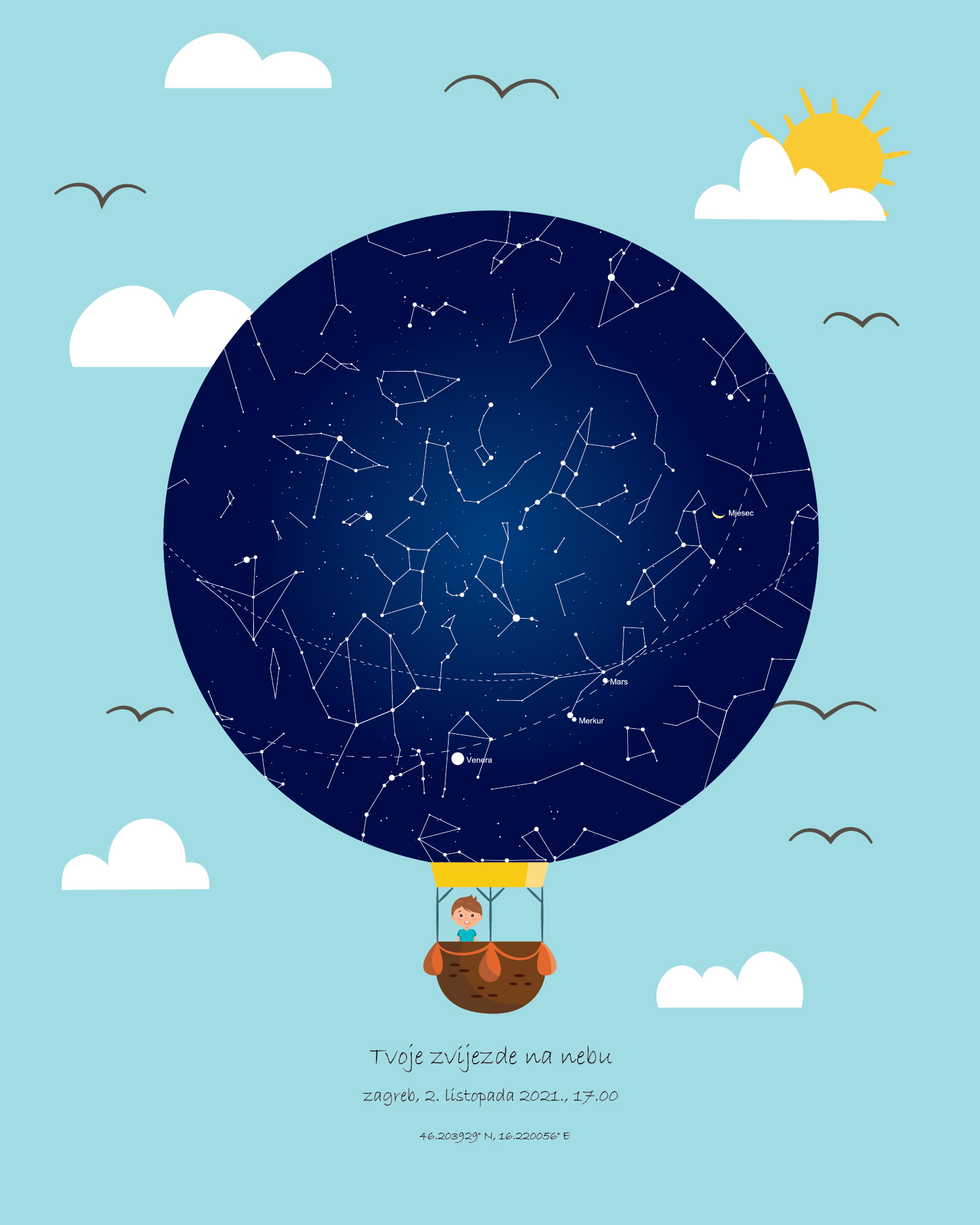 40x50_djecji sky1-01 Zvjezdano nebo dječji motiv - Slika 1