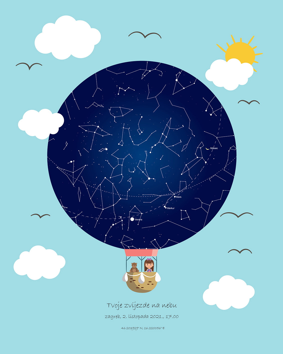 40x50_djecji sky2 Zvjezdano nebo dječji motiv 2 - Slika 1